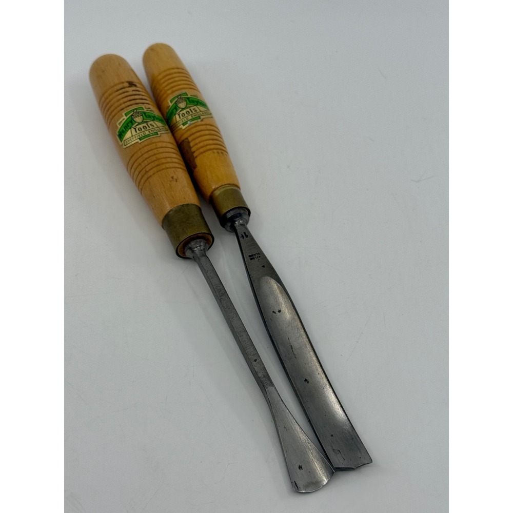 Henry Taylor Sheffield England Wood Carving Gouge Chisel Set 16mm 7mm 2pc Acorn